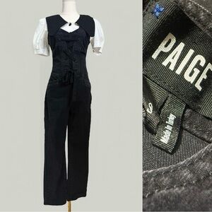 Paige Black Denim Jumpsuit Straight Leg Women Size Small Cotton Blend Adjustable